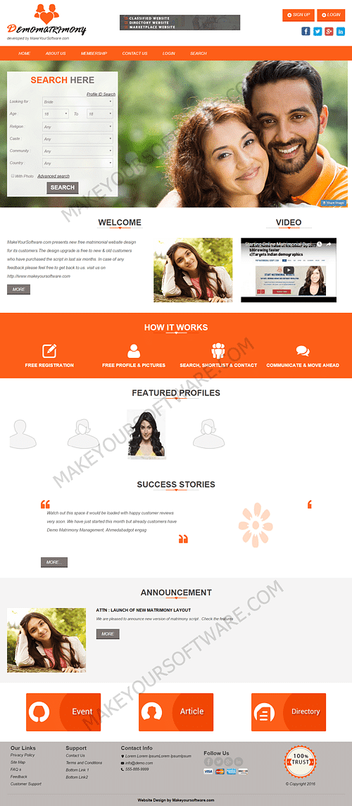 New Matrimonial Website Template Free With Our Matrimonial Script Makeyoursoftware